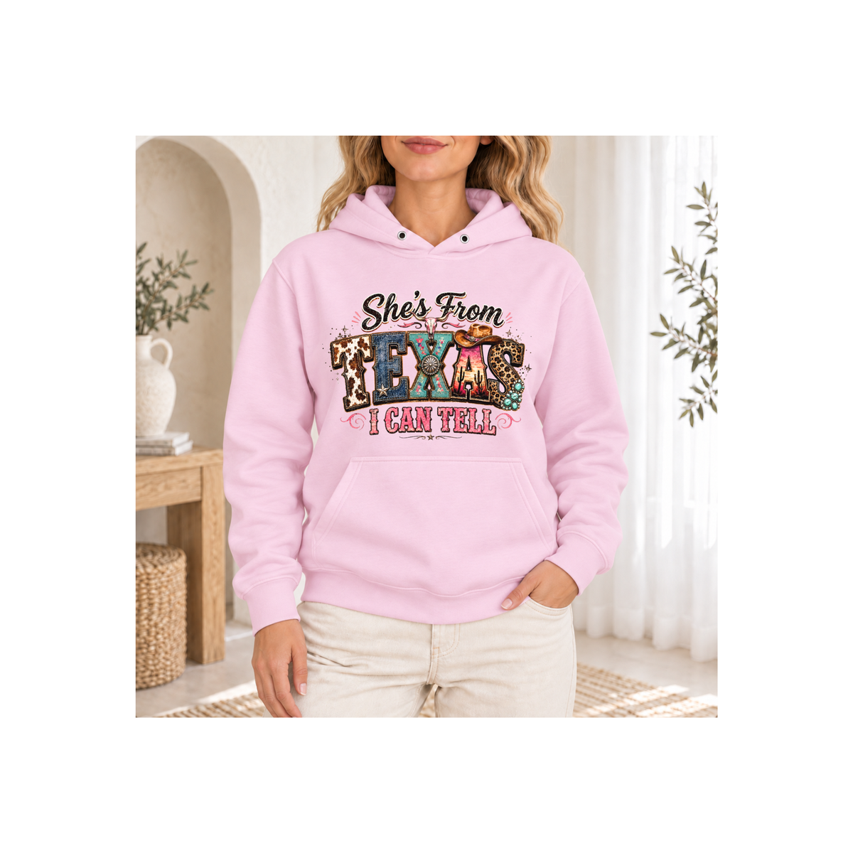 She's From Texas I Can Tell Colorful Graphics Hoodie