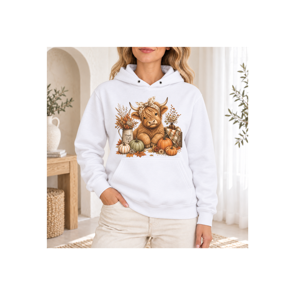 Autumn Highland Cow Cozy Fall Hoodie