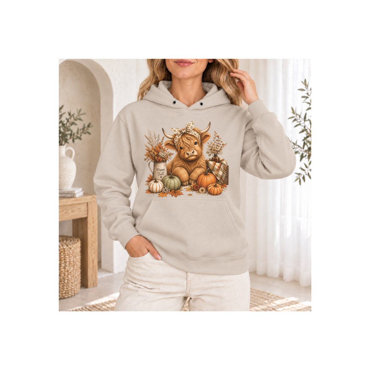 Autumn Highland Cow Cozy Fall Hoodie
