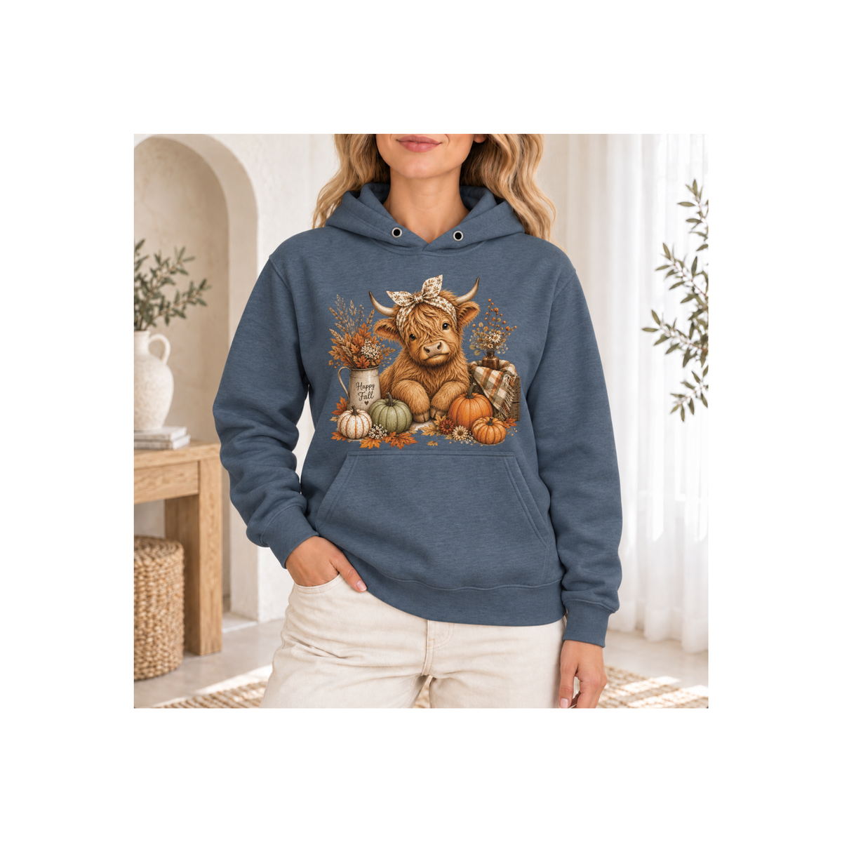 Autumn Highland Cow Cozy Fall Hoodie