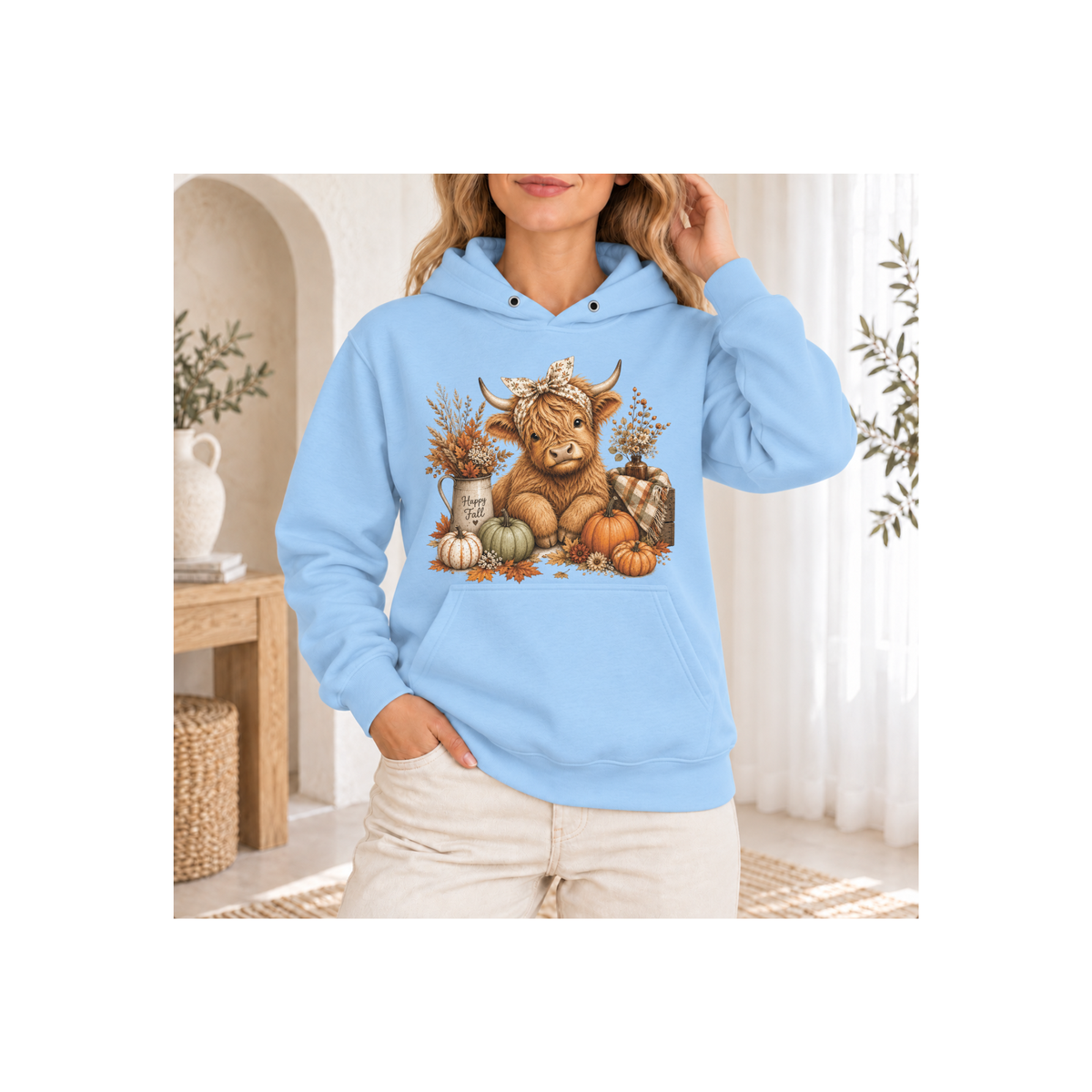 Autumn Highland Cow Cozy Fall Hoodie