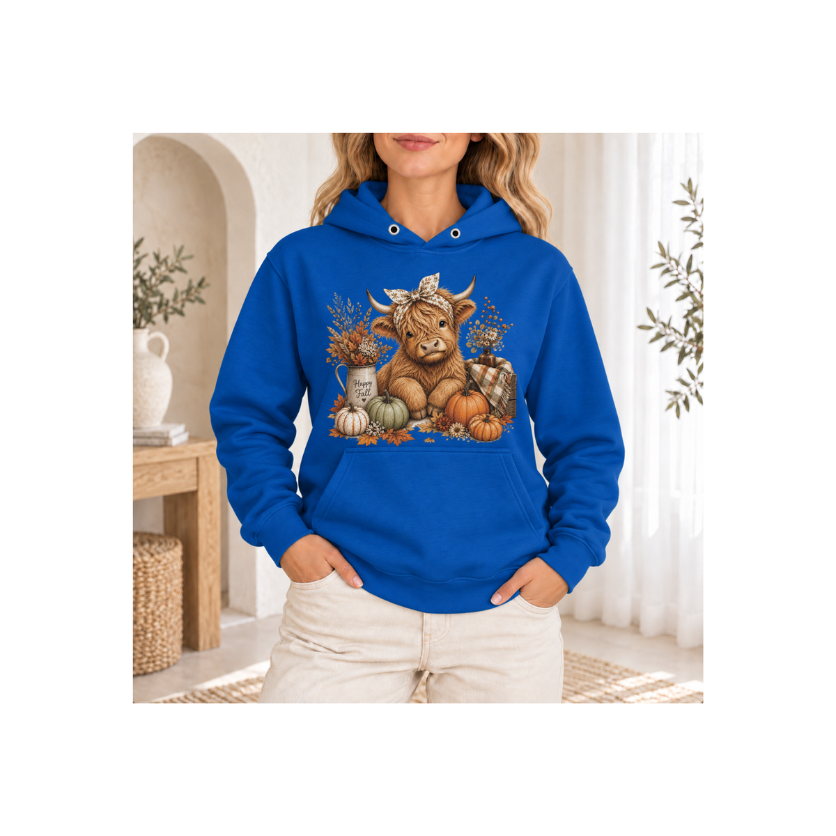 Autumn Highland Cow Cozy Fall Hoodie
