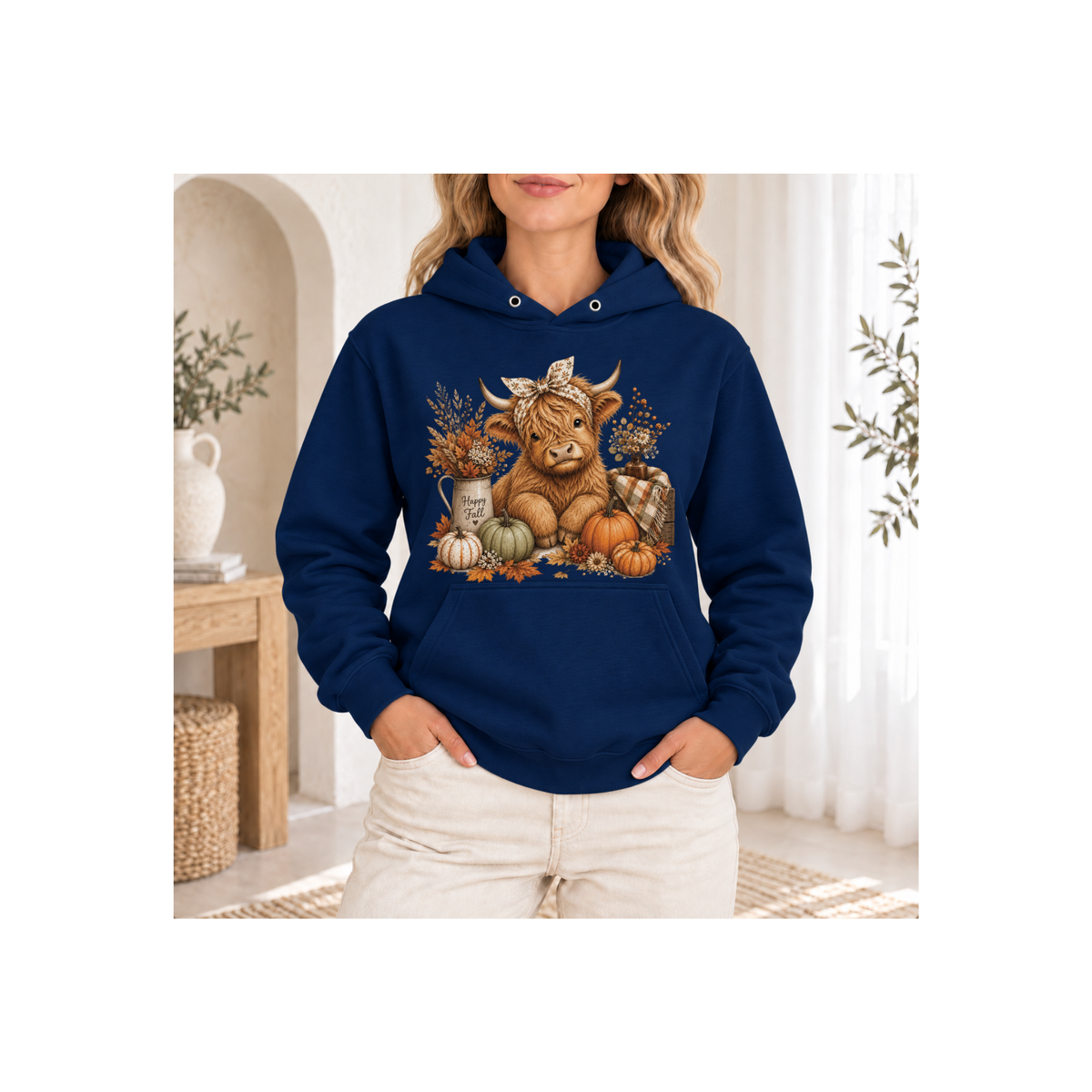 Autumn Highland Cow Cozy Fall Hoodie