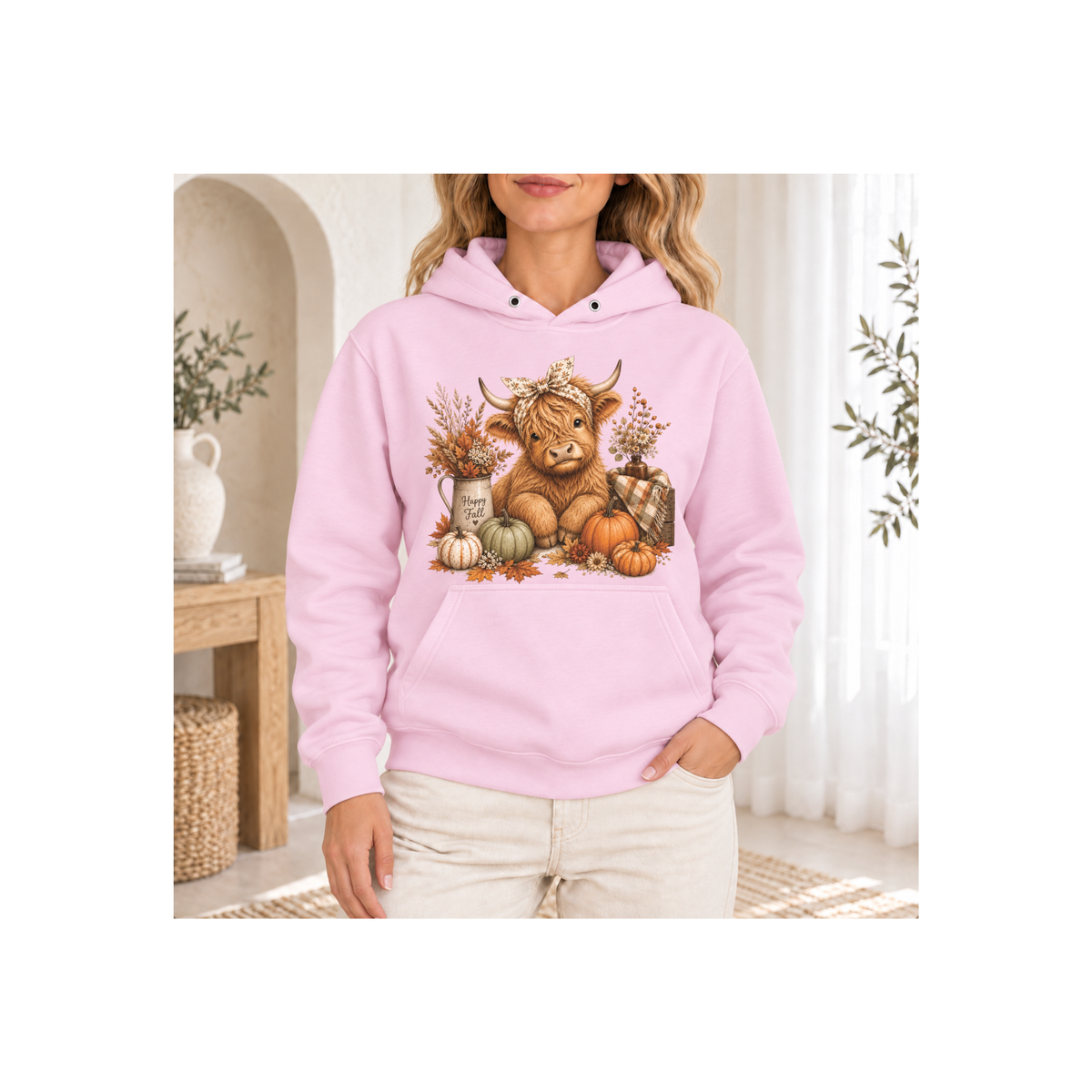 Autumn Highland Cow Cozy Fall Hoodie
