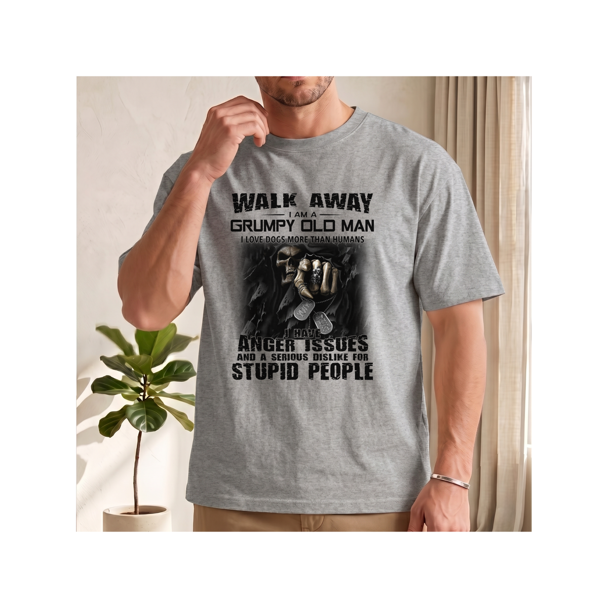 Walk Away, I’m a Grumpy Old Man Funny Sarcastic - Boxy T-Shirt