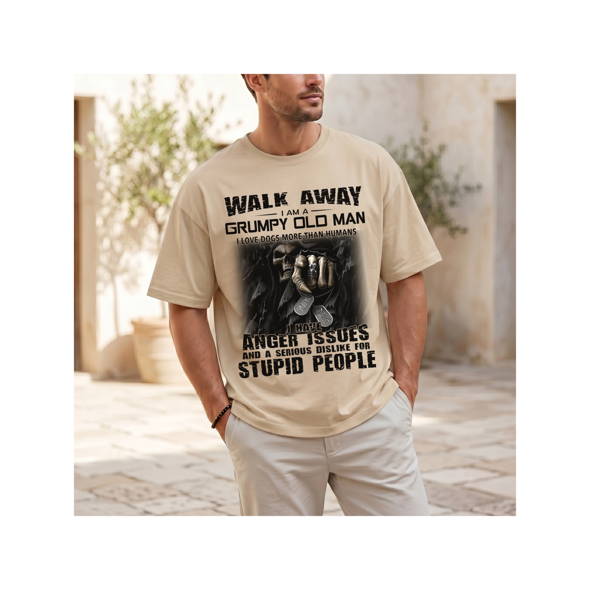 Walk Away, I’m a Grumpy Old Man Funny Sarcastic - Boxy T-Shirt