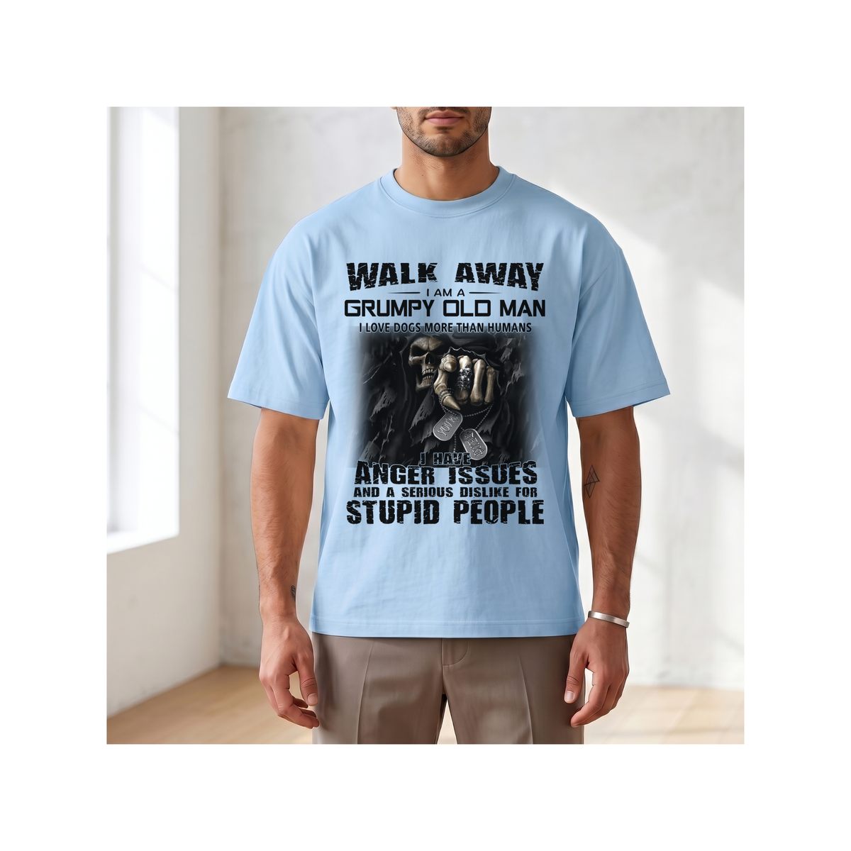 Walk Away, I’m a Grumpy Old Man Funny Sarcastic - Boxy T-Shirt