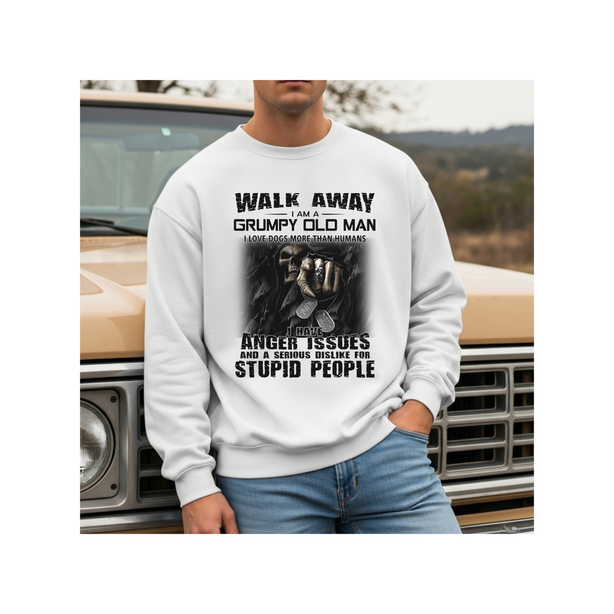 Walk Away, I'm a Grumpy Old Man Funny Sarcastic Crewneck Sweatshirt