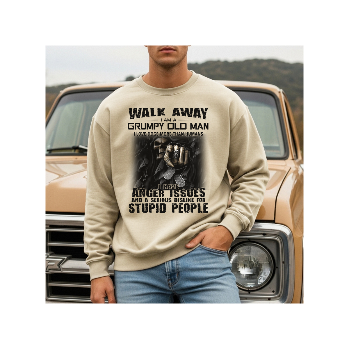 Walk Away, I'm a Grumpy Old Man Funny Sarcastic Crewneck Sweatshirt