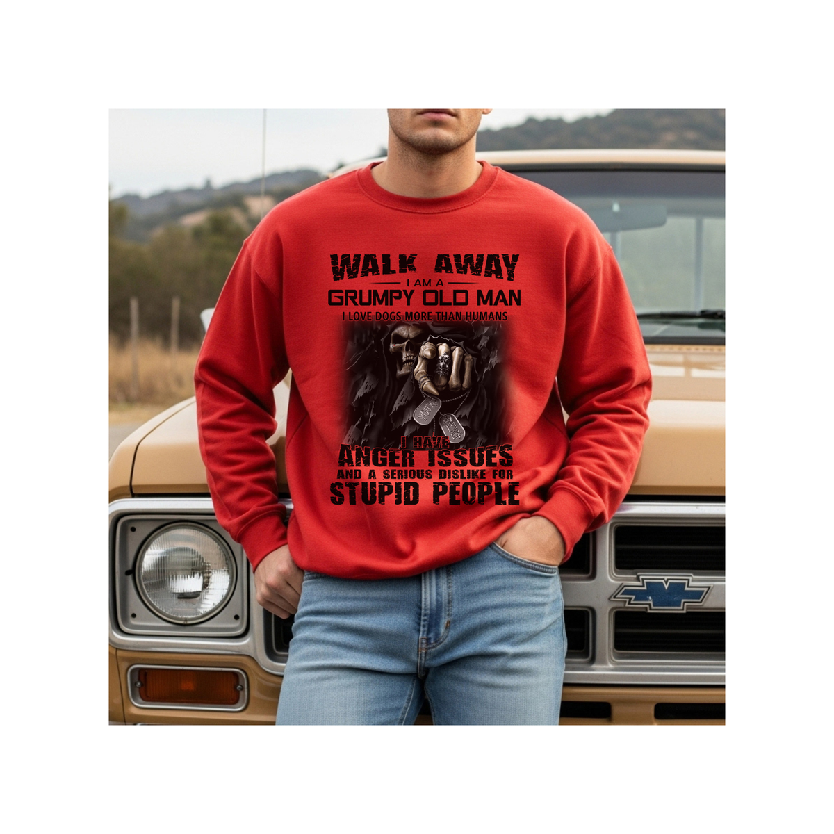 Walk Away, I'm a Grumpy Old Man Funny Sarcastic Crewneck Sweatshirt