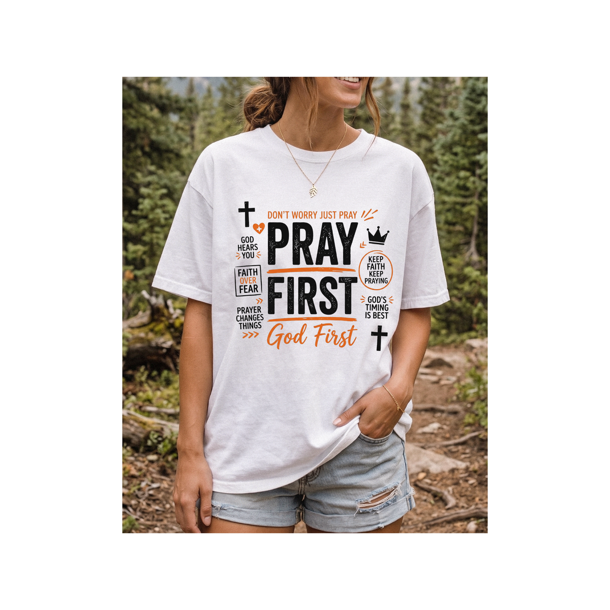 Pray First, God First Christian Faith T-Shirt (Comfort Colors)