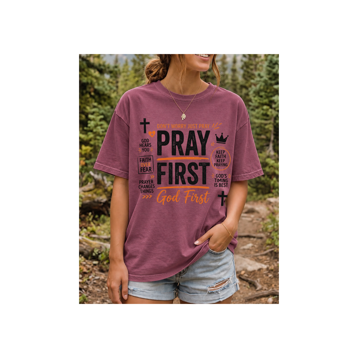 Pray First, God First Christian Faith T-Shirt (Comfort Colors)