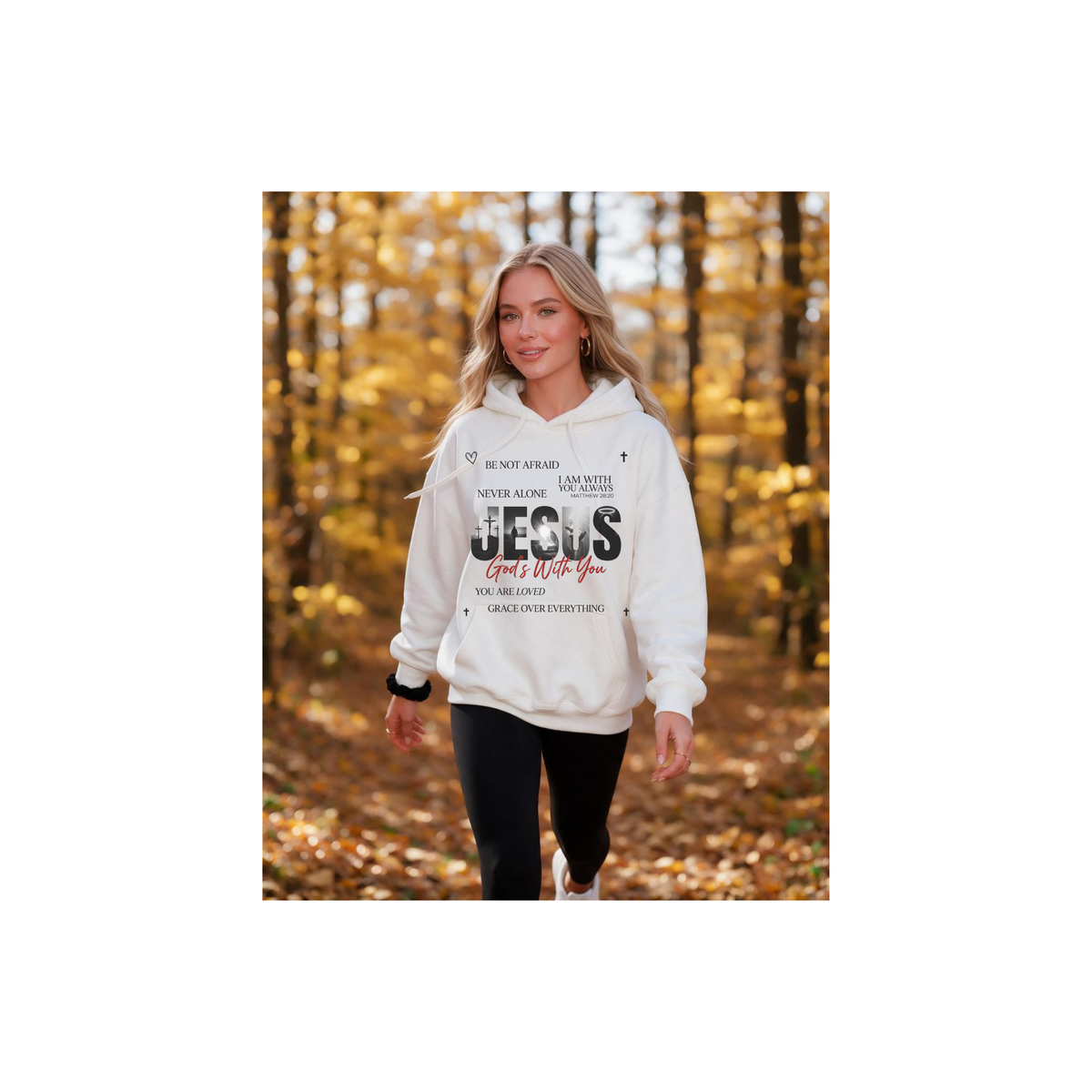 Jesus God's With You Faith Christian Christian Fleece Lined Hoodie
