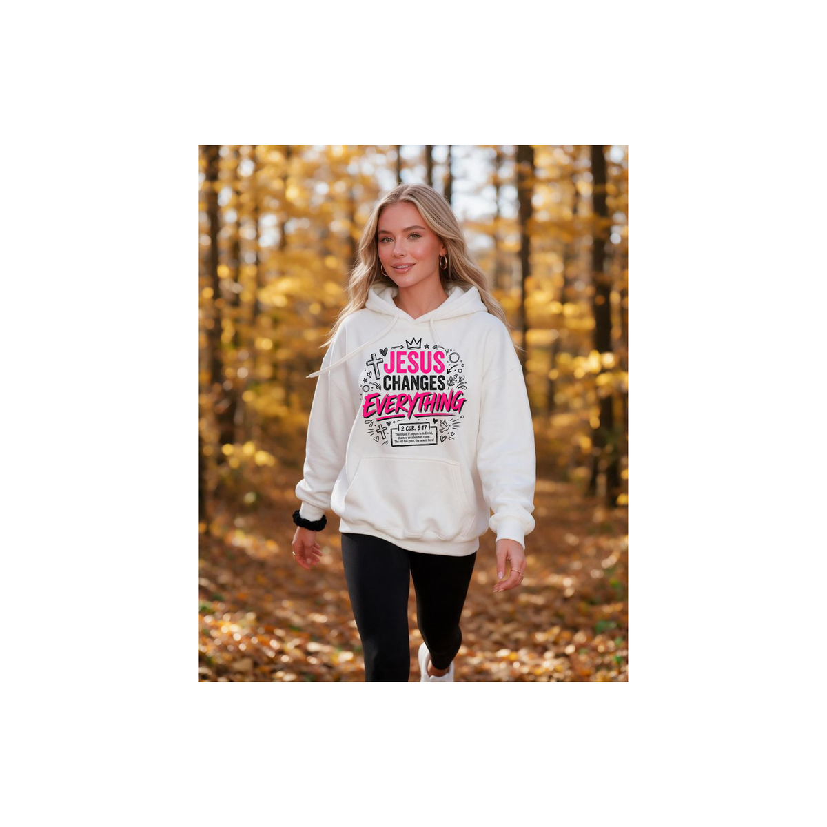 Jesus Changes Everything - Christian Faith Graphic 2 Cor. 5:17 Fleece Lined Hoodie