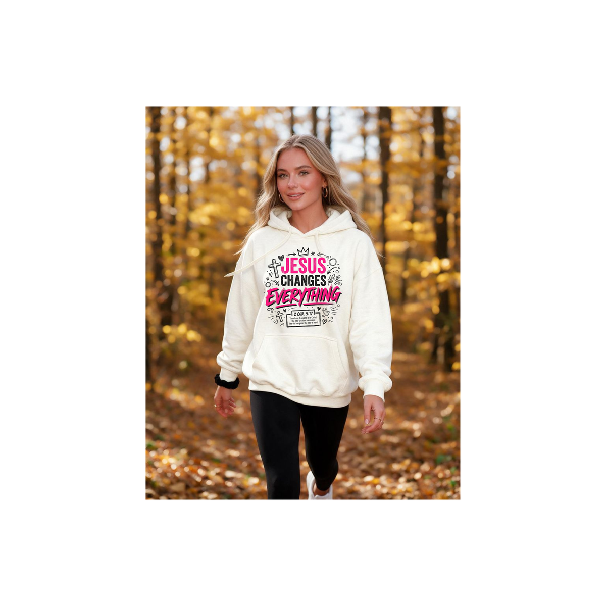 Jesus Changes Everything - Christian Faith Graphic 2 Cor. 5:17 Fleece Lined Hoodie