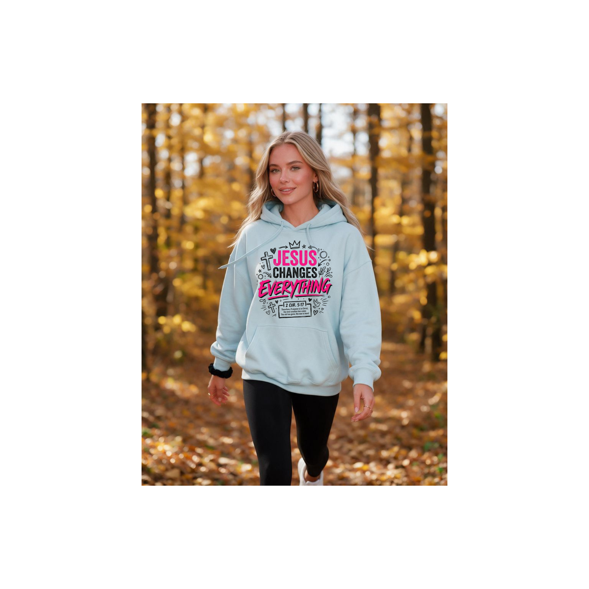 Jesus Changes Everything - Christian Faith Graphic 2 Cor. 5:17 Fleece Lined Hoodie