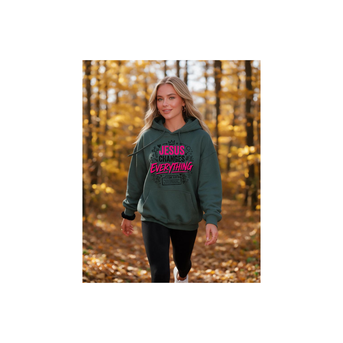 Jesus Changes Everything - Christian Faith Graphic 2 Cor. 5:17 Fleece Lined Hoodie