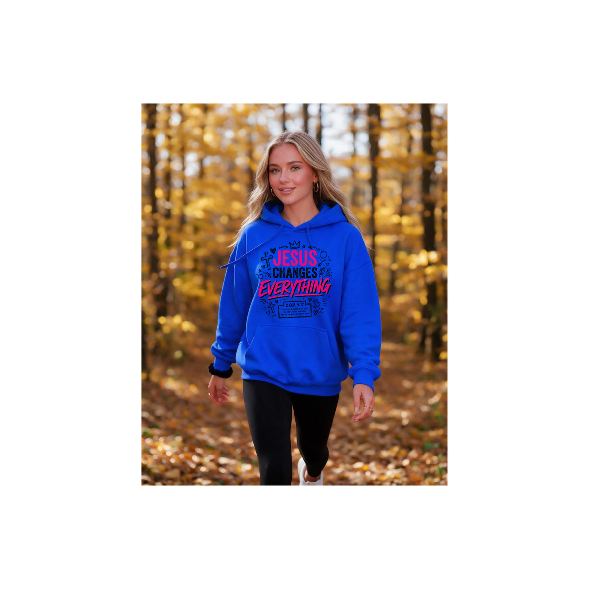 Jesus Changes Everything - Christian Faith Graphic 2 Cor. 5:17 Fleece Lined Hoodie