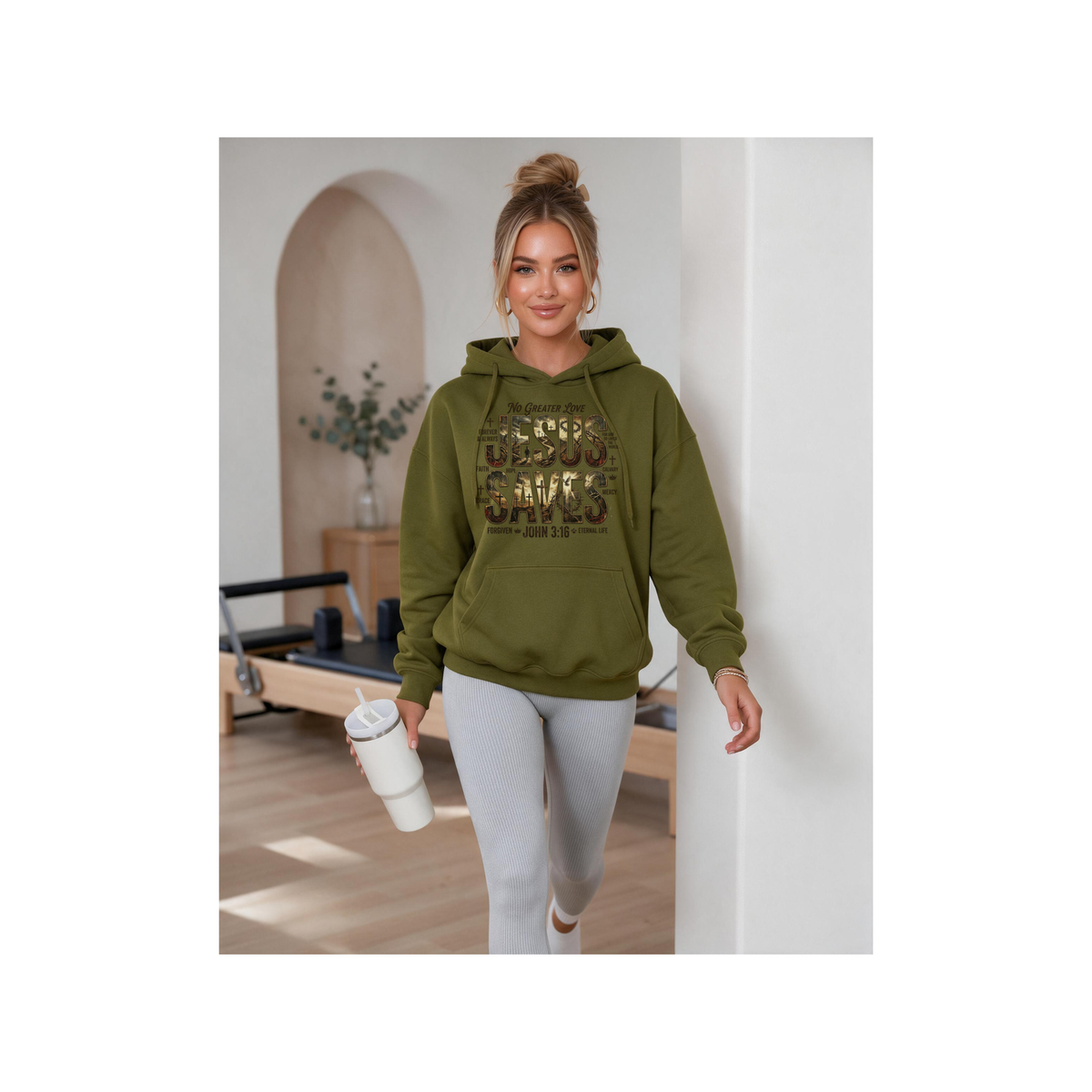 Jesus Saves Christian Faith John 3:16 Design Fleece Lined Hoodie