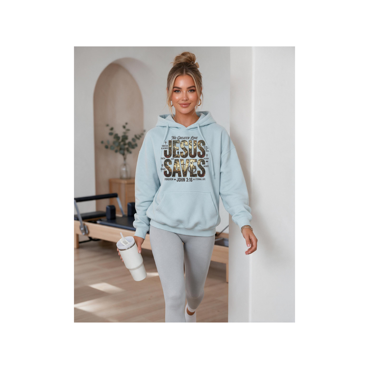 Jesus Saves Christian Faith John 3:16 Design Fleece Lined Hoodie