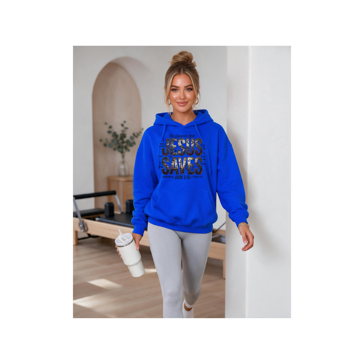 Jesus Saves Christian Faith John 3:16 Design Fleece Lined Hoodie