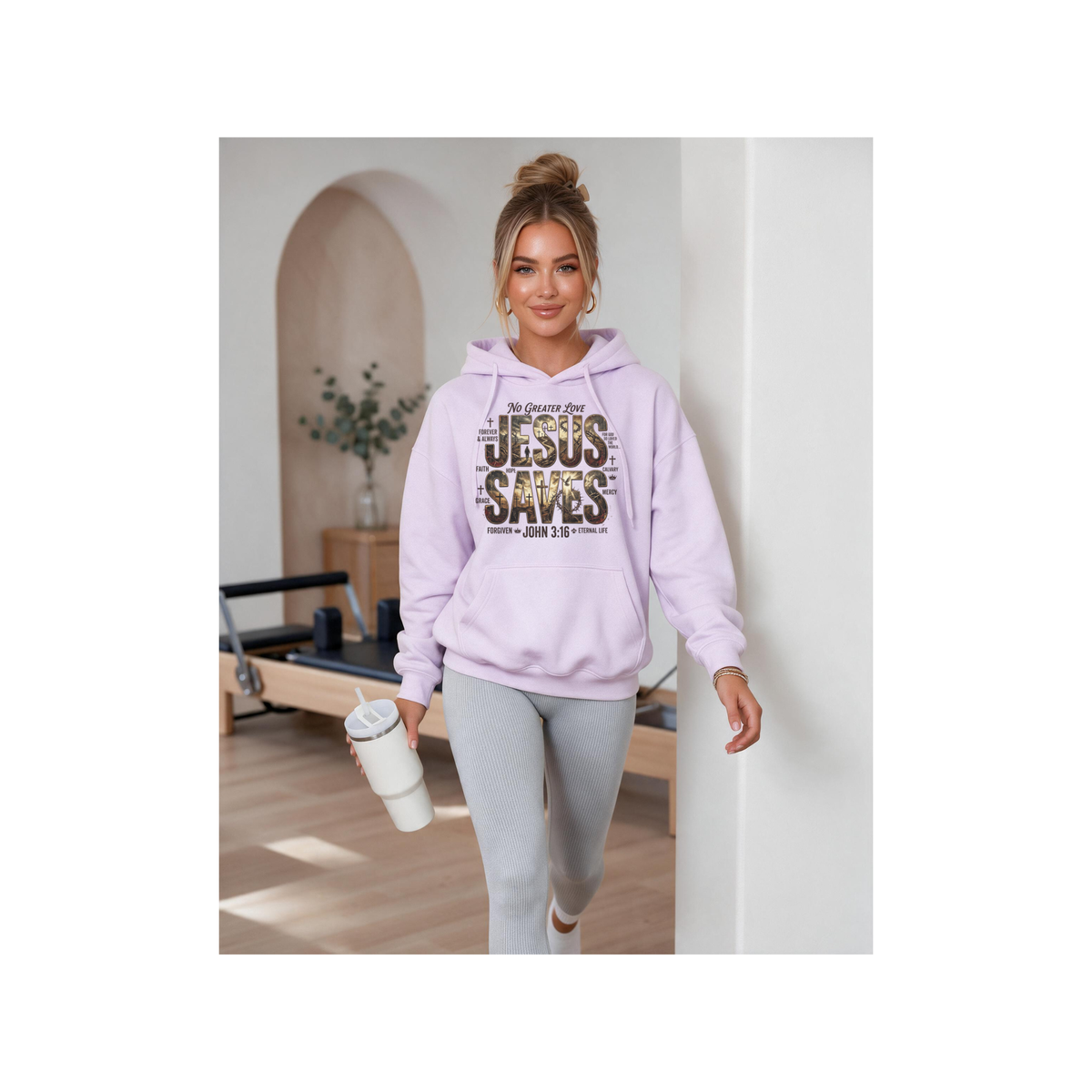 Jesus Saves Christian Faith John 3:16 Design Fleece Lined Hoodie