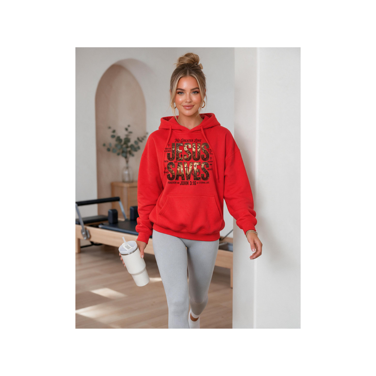 Jesus Saves Christian Faith John 3:16 Design Fleece Lined Hoodie