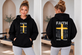 Faith Over Fear Jesus Cross Fleece Lined Hoodie (Front & Back Design)