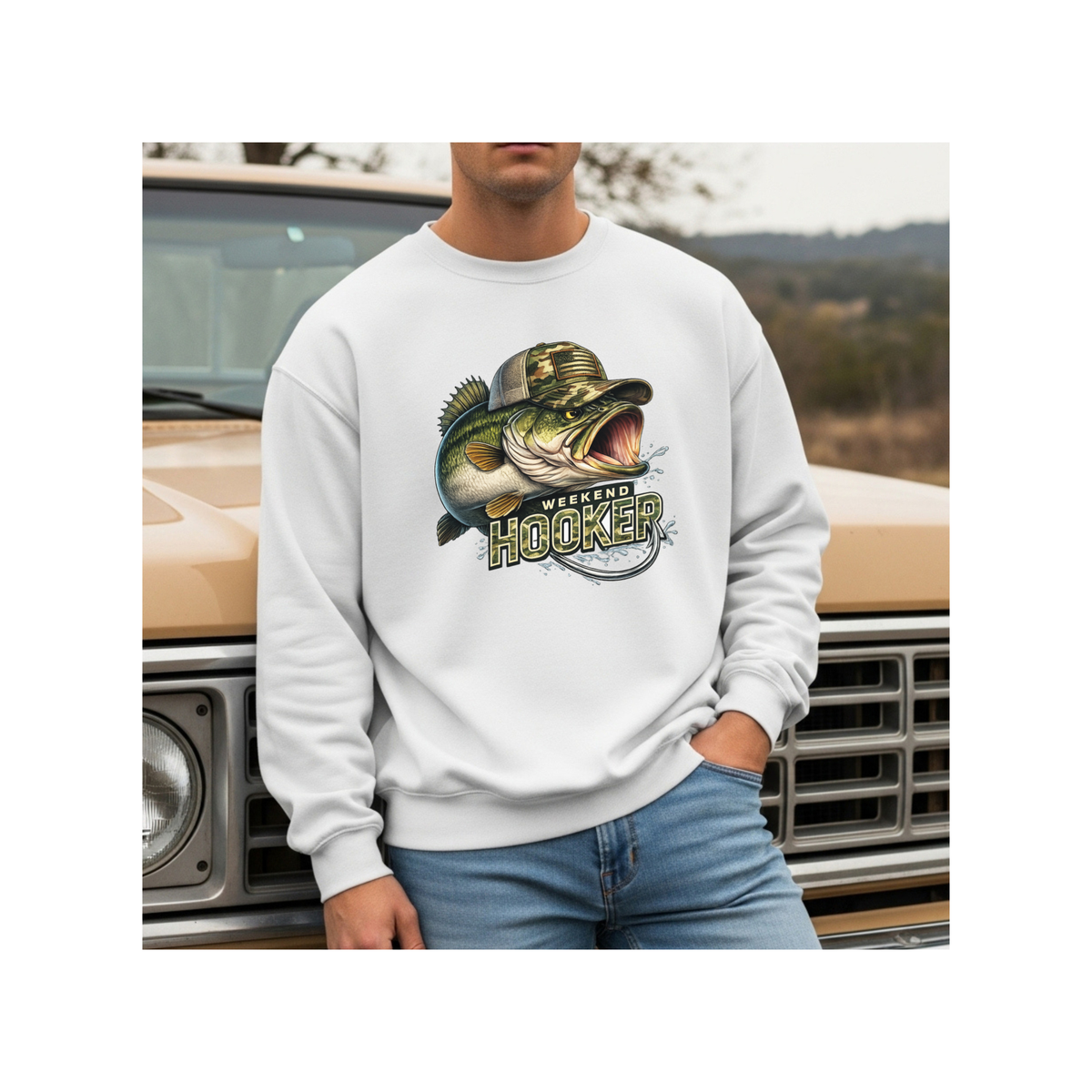 Weekend Hooker Bass Fishing Crewneck Sweatshirt