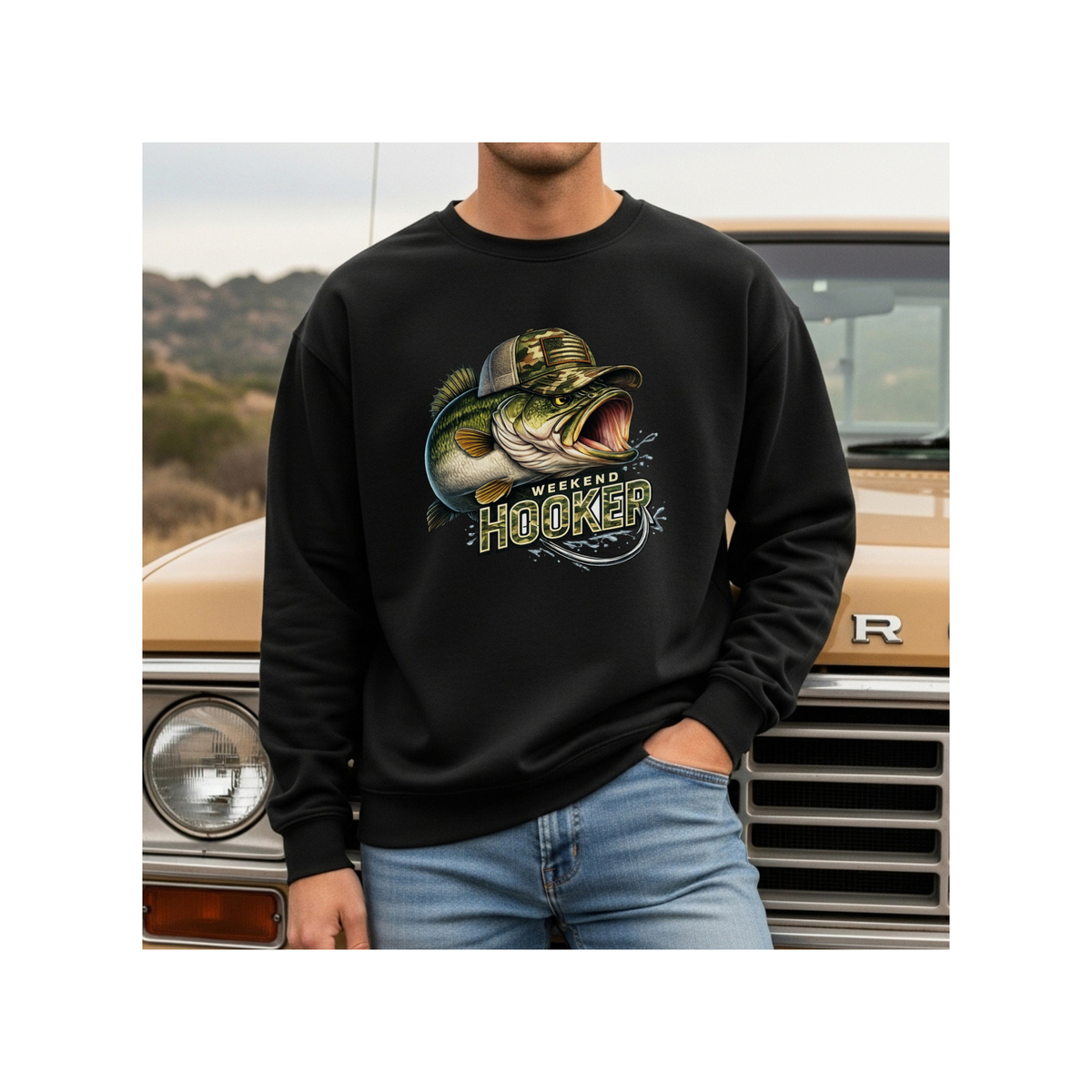 Weekend Hooker Bass Fishing Crewneck Sweatshirt