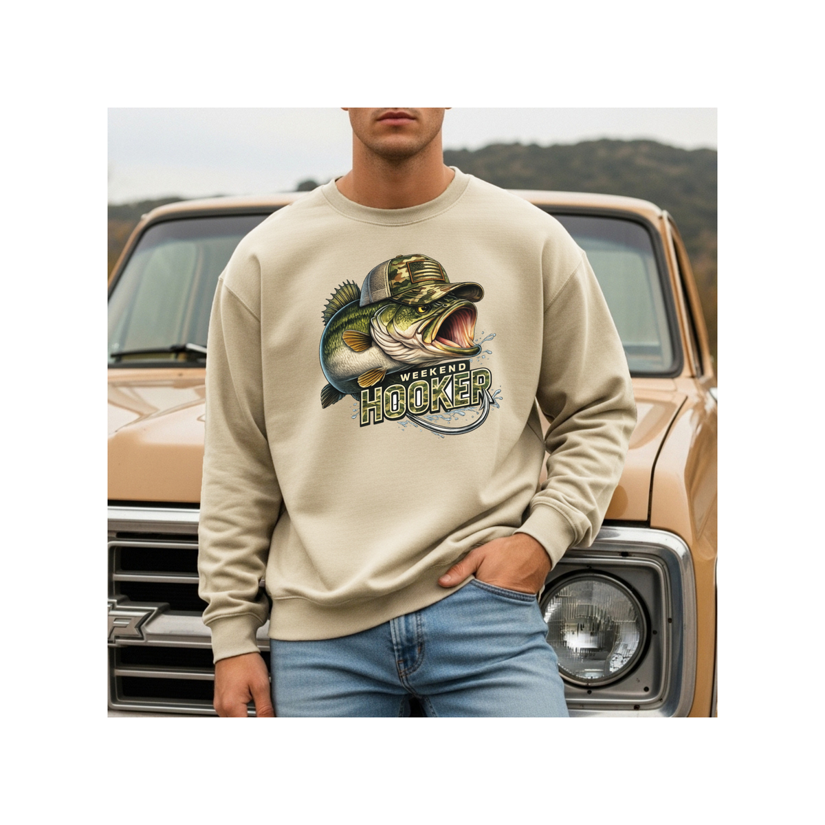 Weekend Hooker Bass Fishing Crewneck Sweatshirt