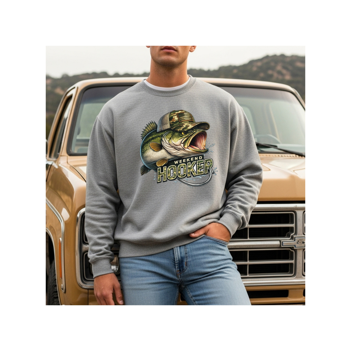 Weekend Hooker Bass Fishing Crewneck Sweatshirt