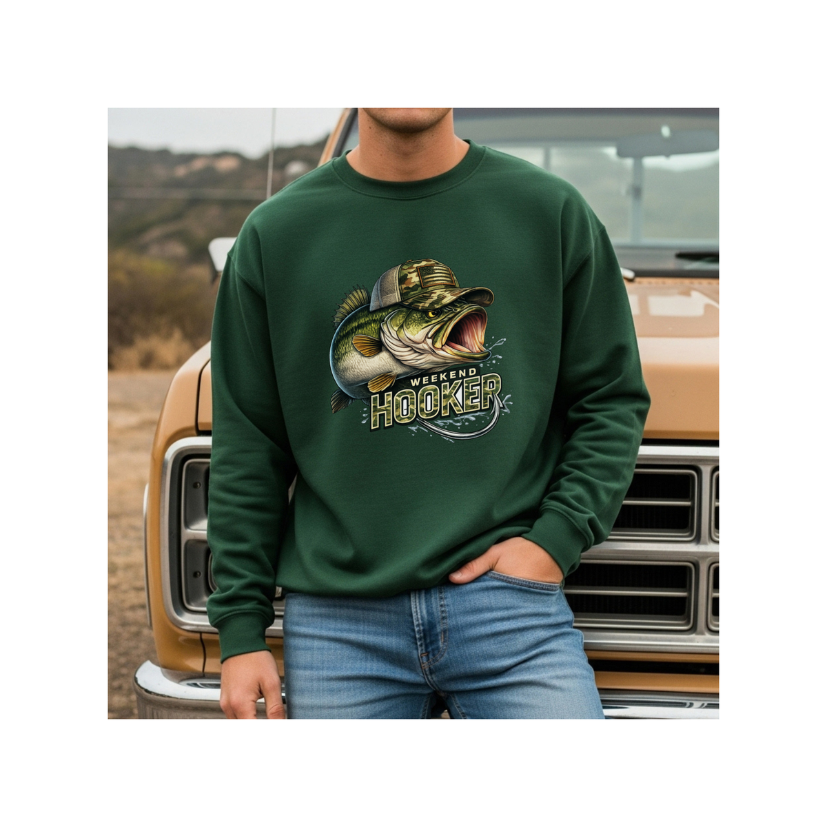 Weekend Hooker Bass Fishing Crewneck Sweatshirt