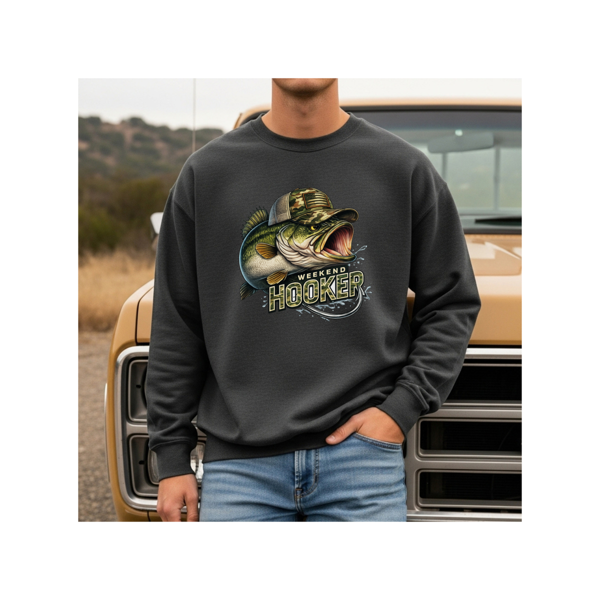 Weekend Hooker Bass Fishing Crewneck Sweatshirt