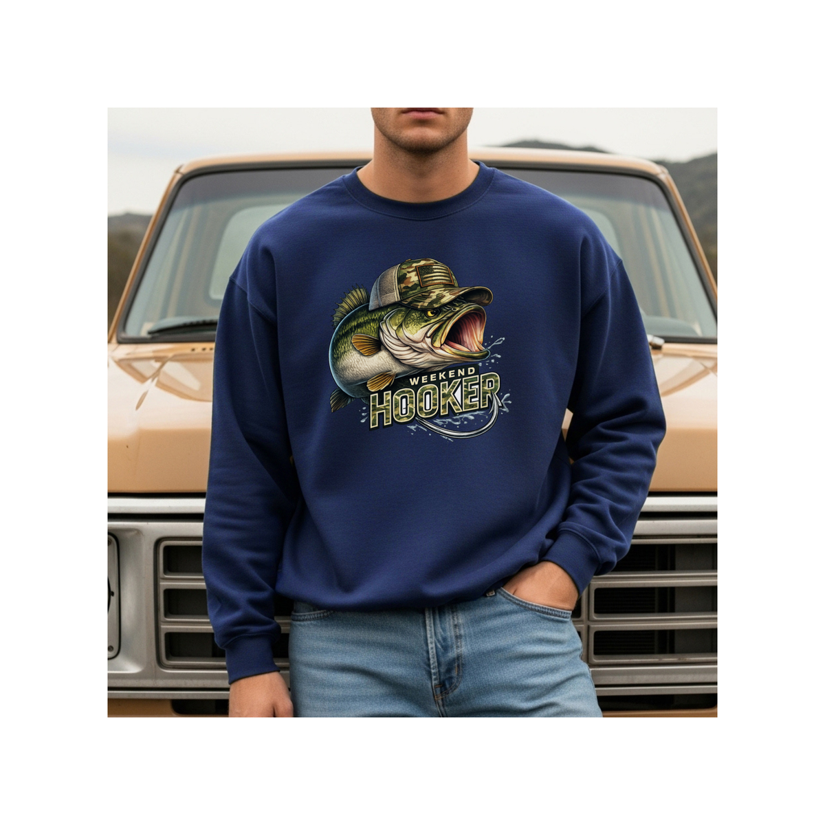 Weekend Hooker Bass Fishing Crewneck Sweatshirt