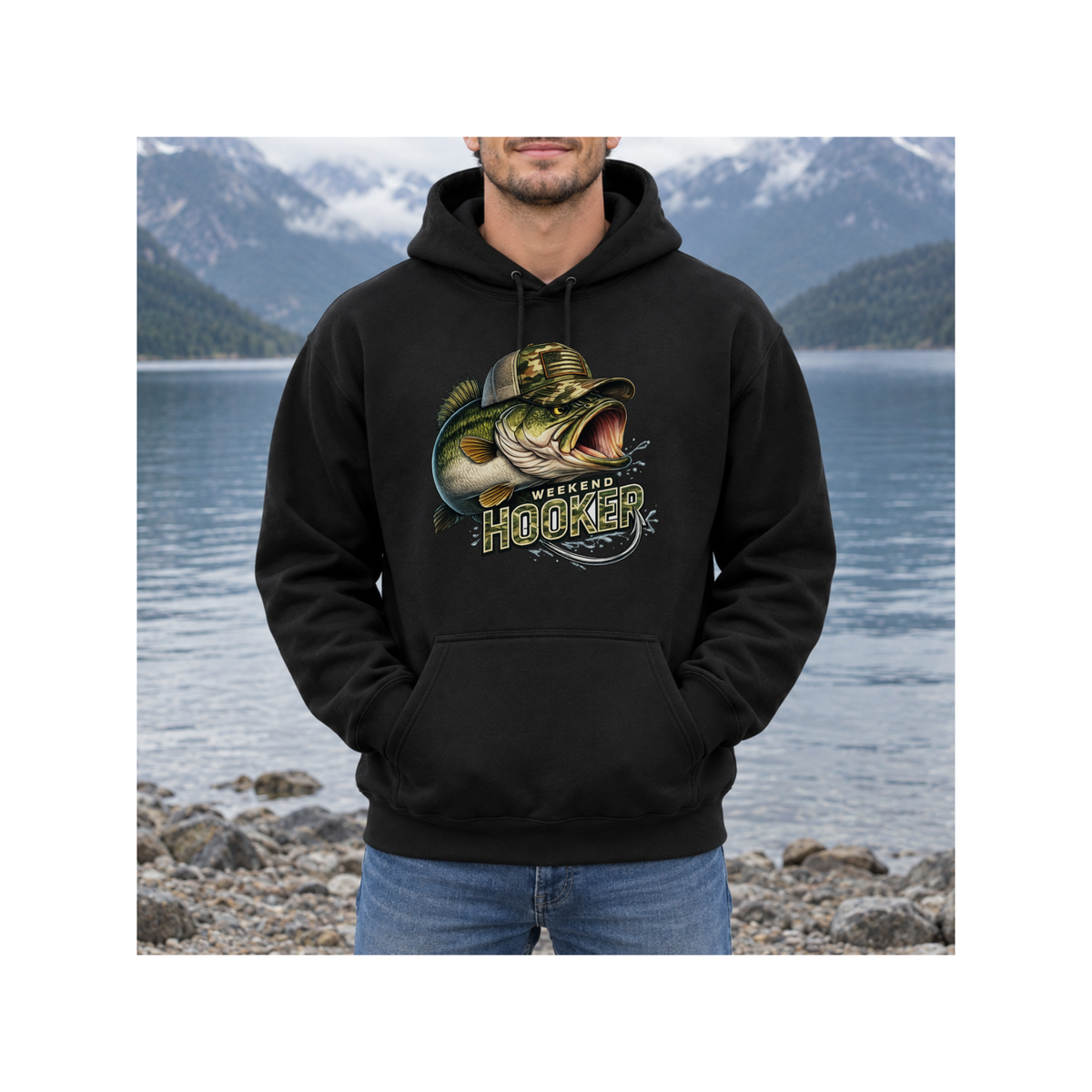 Weekend Hooker Bass Fishing Graphic Hoodie
