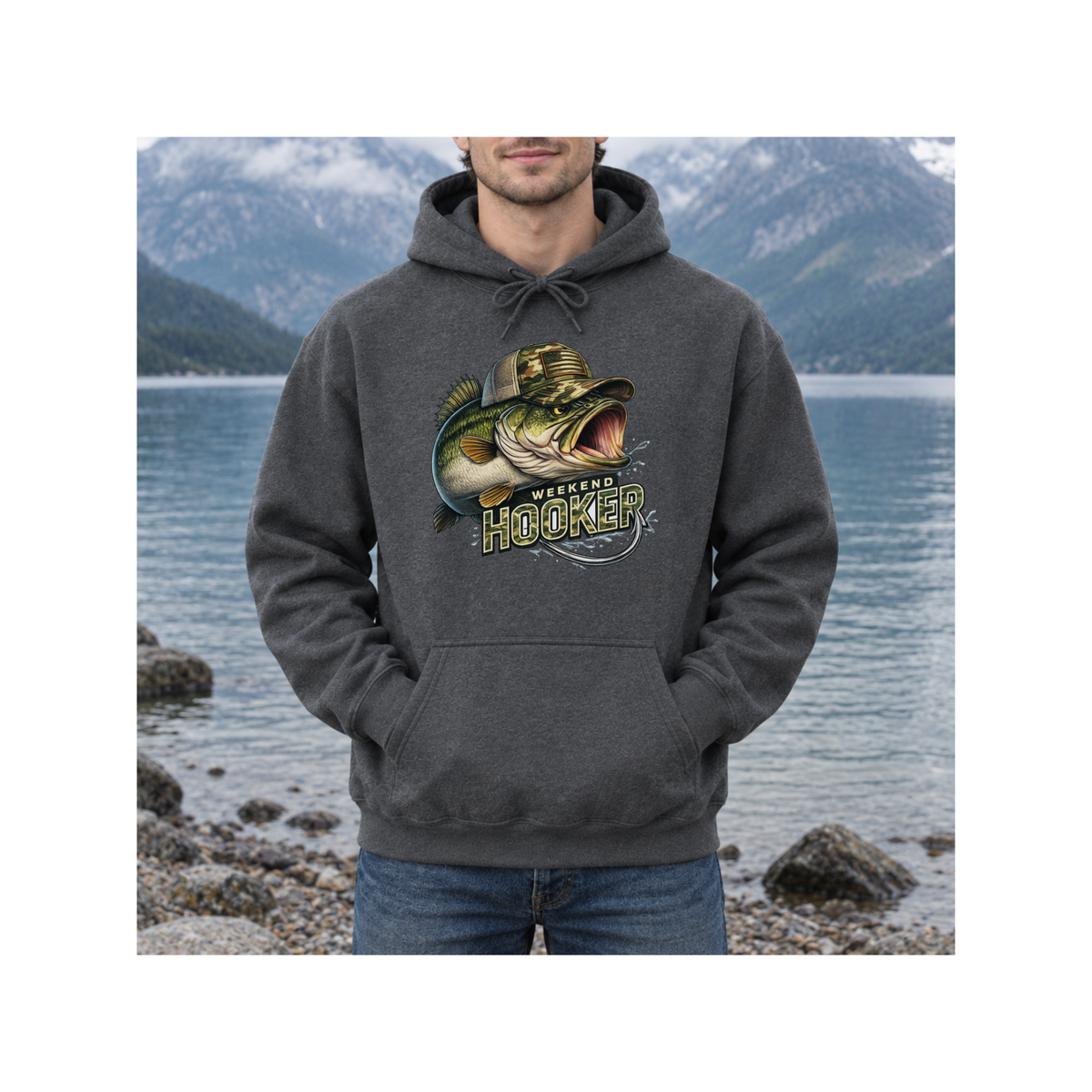 Weekend Hooker Bass Fishing Graphic Hoodie