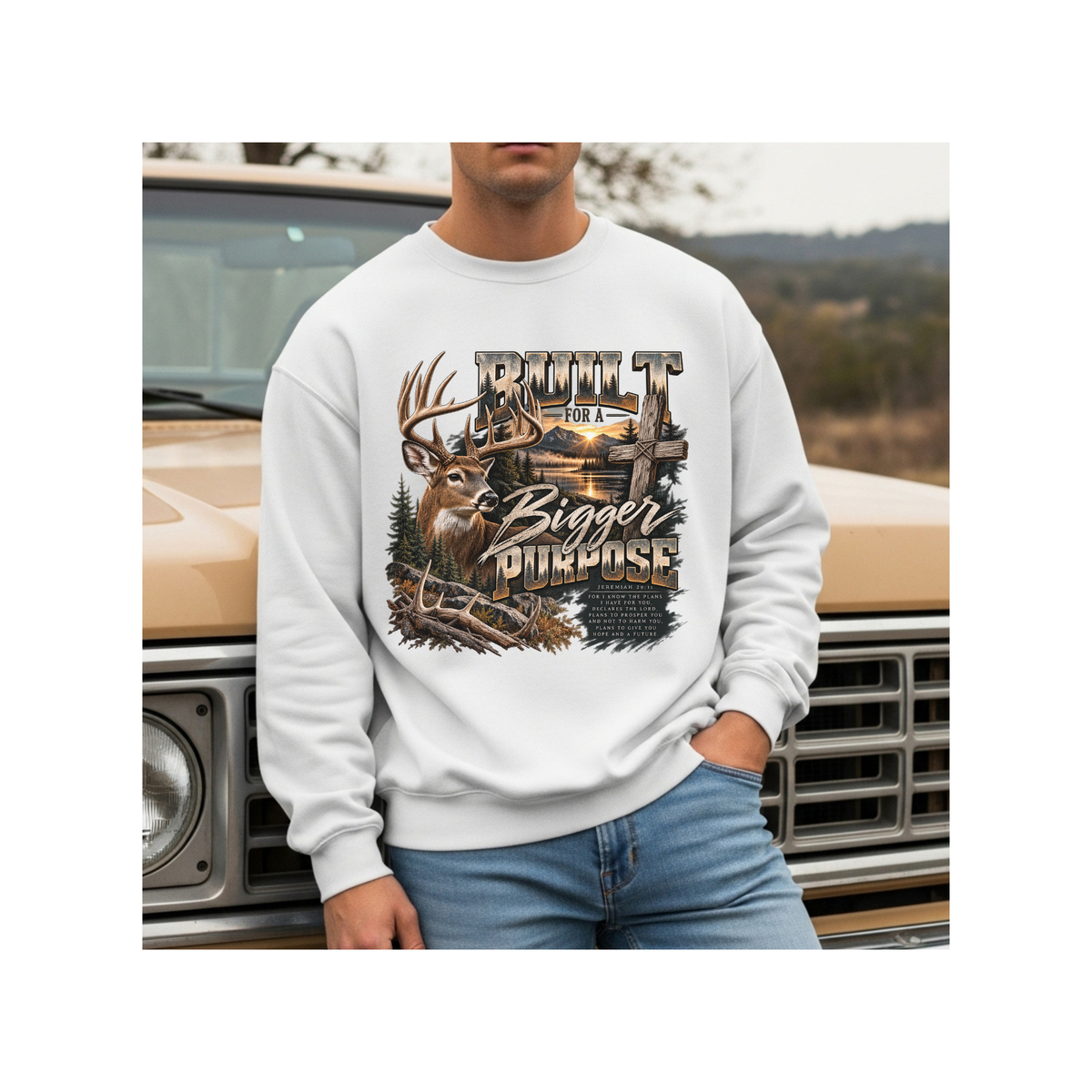 Built for a Bigger Purpose - Christian Hunting Graphic Crewneck Sweatshirt