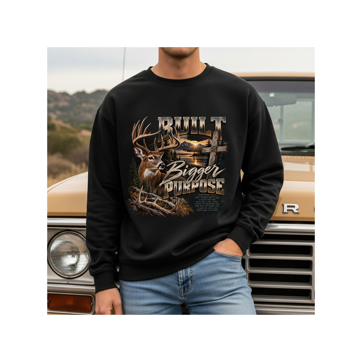 Built for a Bigger Purpose - Christian Hunting Graphic Crewneck Sweatshirt