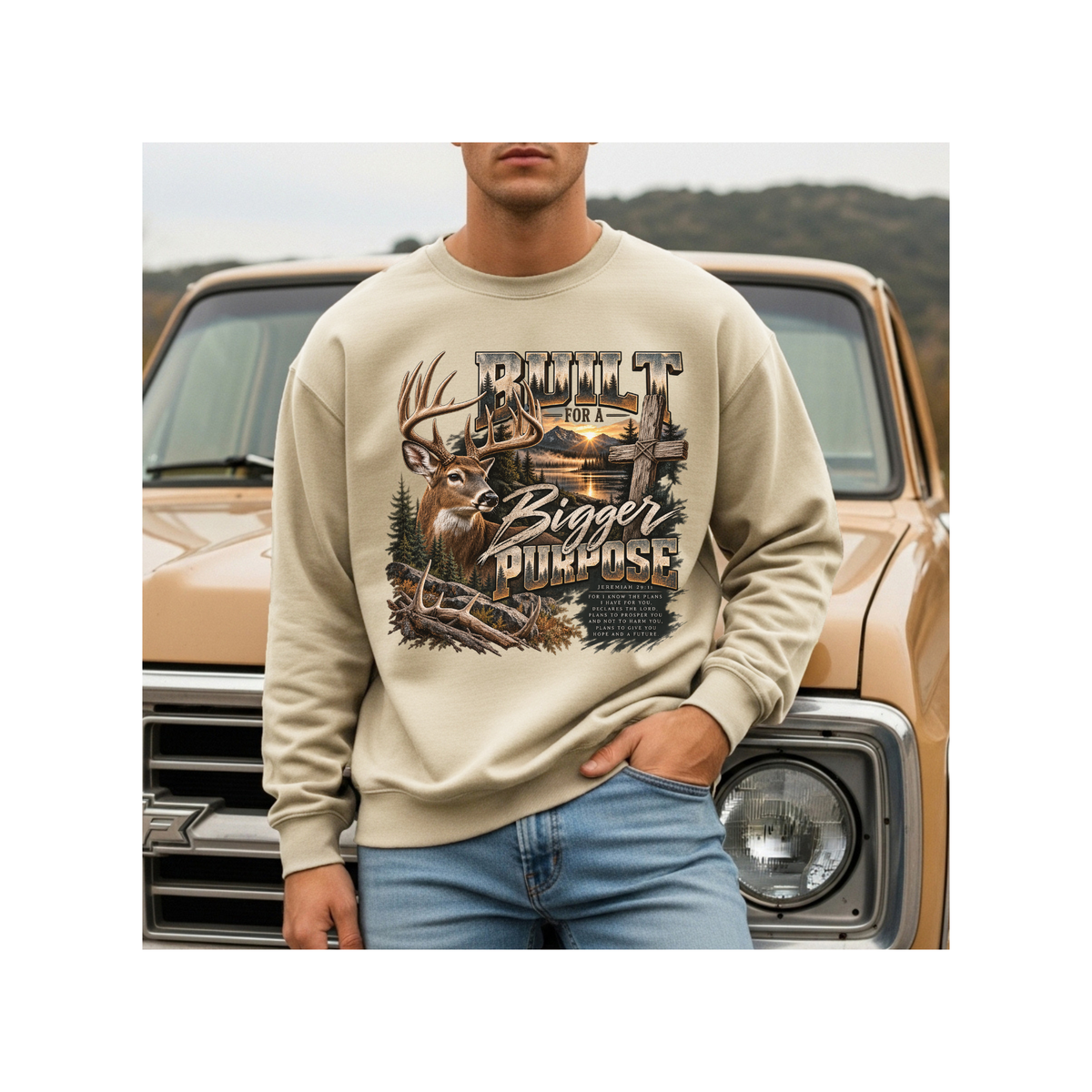 Built for a Bigger Purpose - Christian Hunting Graphic Crewneck Sweatshirt