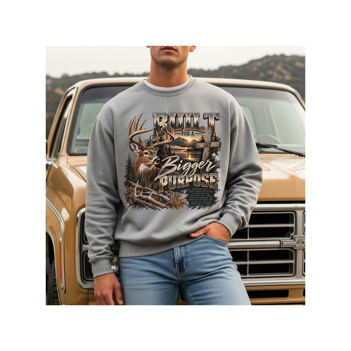 Built for a Bigger Purpose - Christian Hunting Graphic Crewneck Sweatshirt