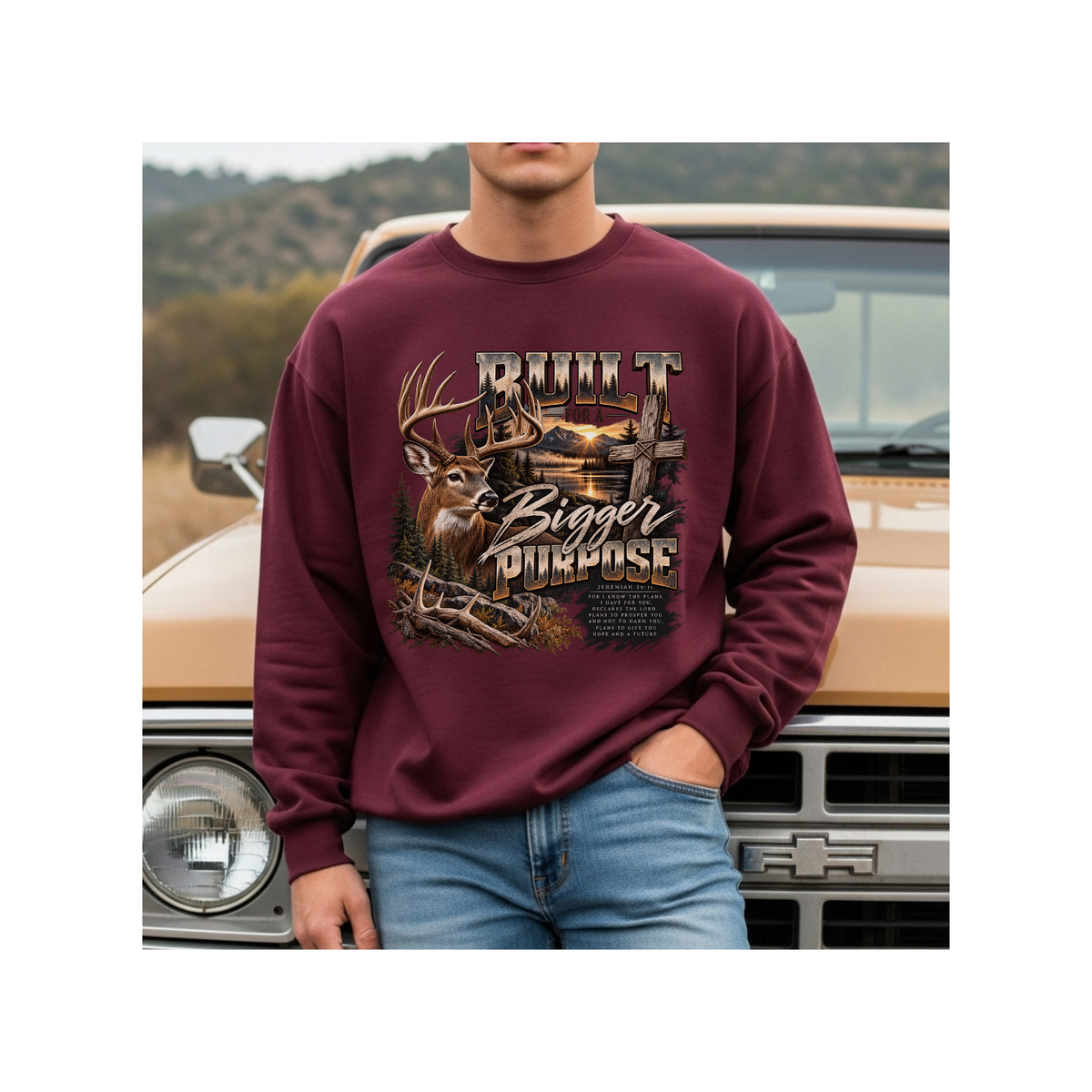 Built for a Bigger Purpose - Christian Hunting Graphic Crewneck Sweatshirt