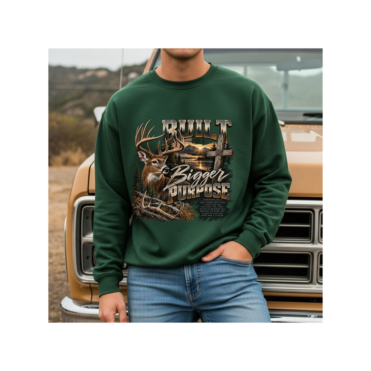 Built for a Bigger Purpose - Christian Hunting Graphic Crewneck Sweatshirt