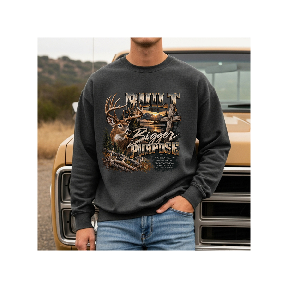 Built for a Bigger Purpose - Christian Hunting Graphic Crewneck Sweatshirt