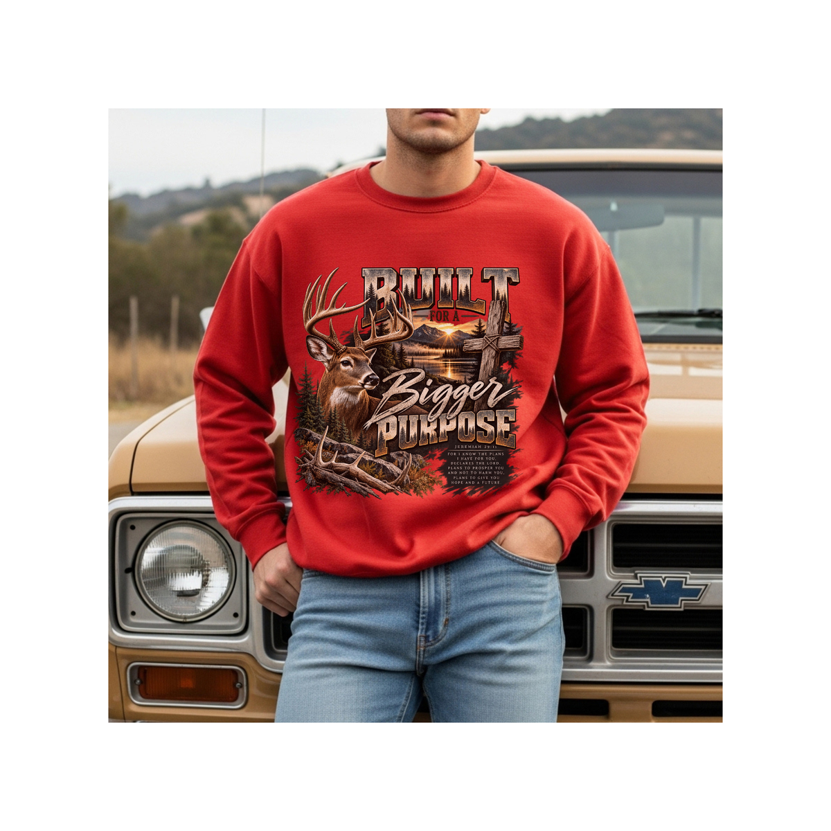 Built for a Bigger Purpose - Christian Hunting Graphic Crewneck Sweatshirt