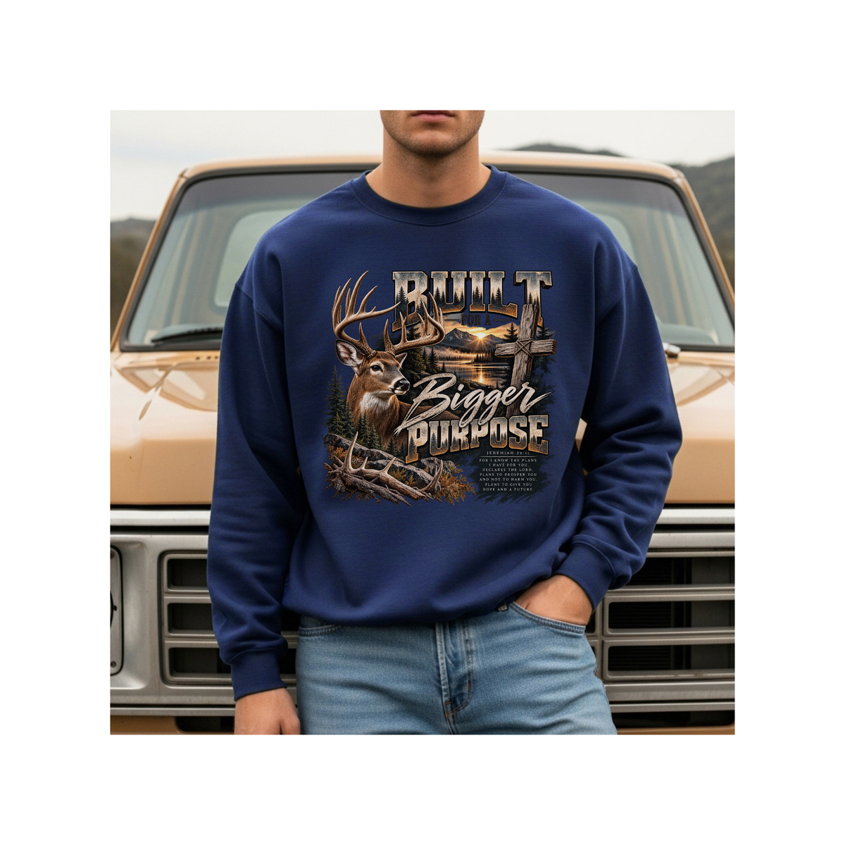 Built for a Bigger Purpose - Christian Hunting Graphic Crewneck Sweatshirt