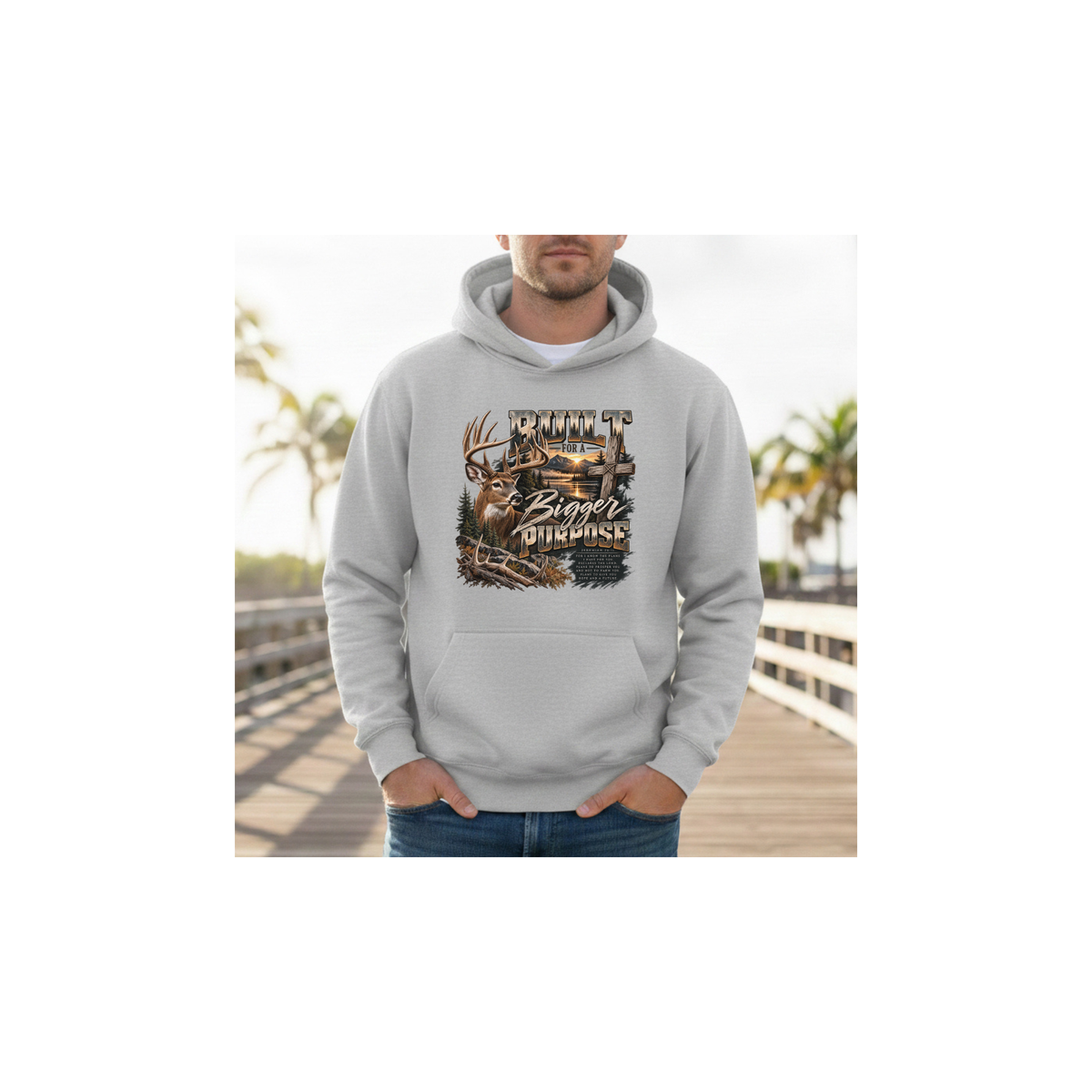 Built for a Bigger Purpose - Christian Hunting Graphic Fleece Lined Hoodie
