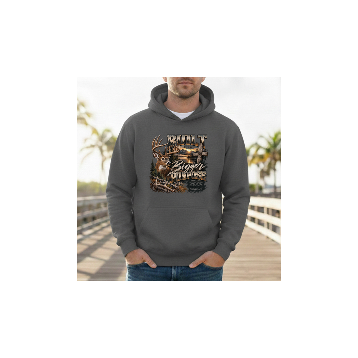 Built for a Bigger Purpose - Christian Hunting Graphic Fleece Lined Hoodie
