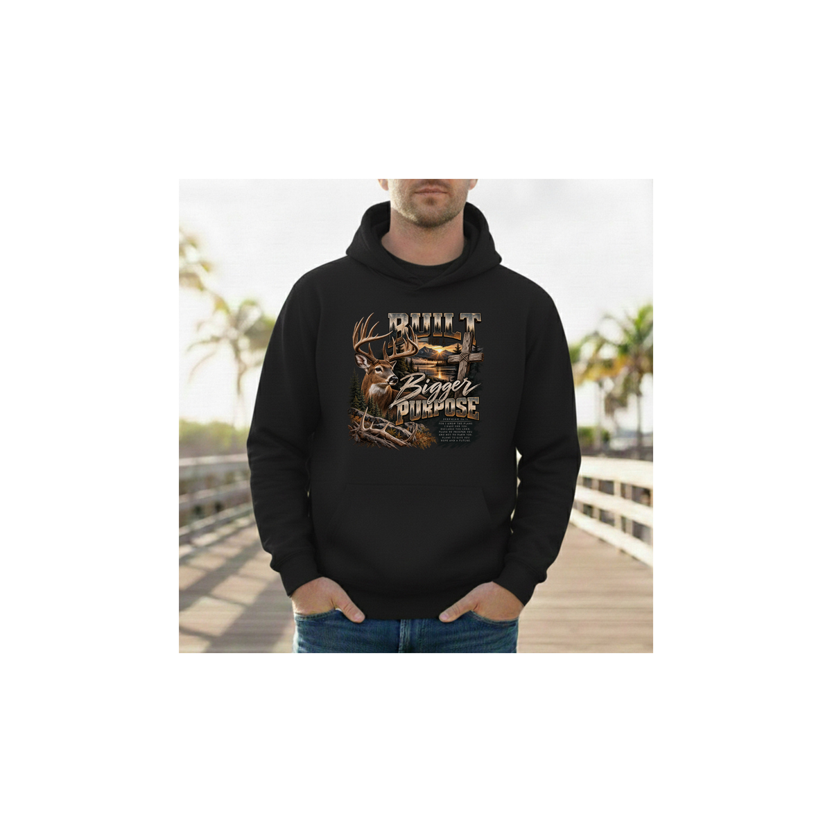 Built for a Bigger Purpose - Christian Hunting Graphic Fleece Lined Hoodie