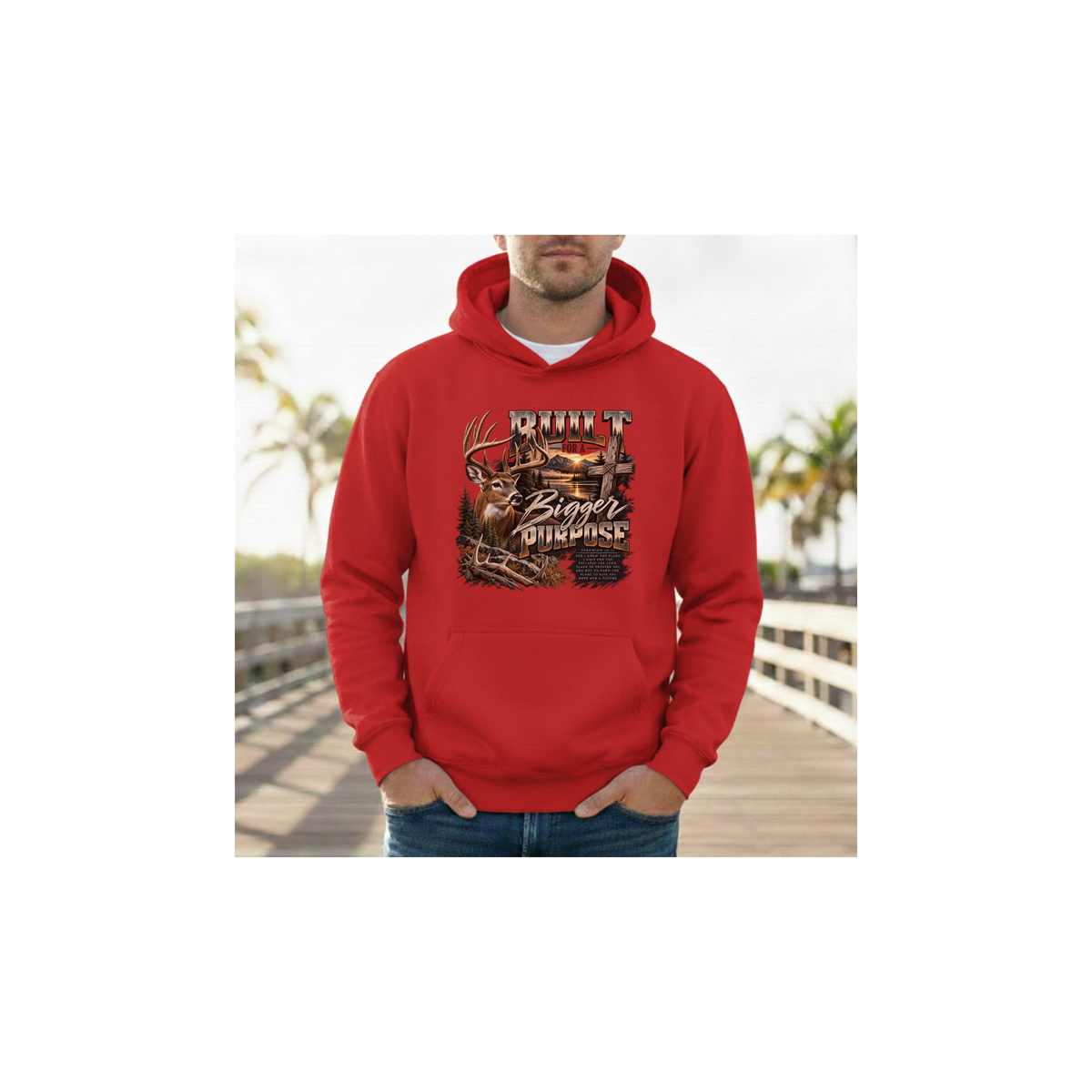 Built for a Bigger Purpose - Christian Hunting Graphic Fleece Lined Hoodie